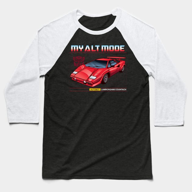 Transformers G1 Alt Mode Lamborghini Countach Sideswipe Baseball T-Shirt by MiTs